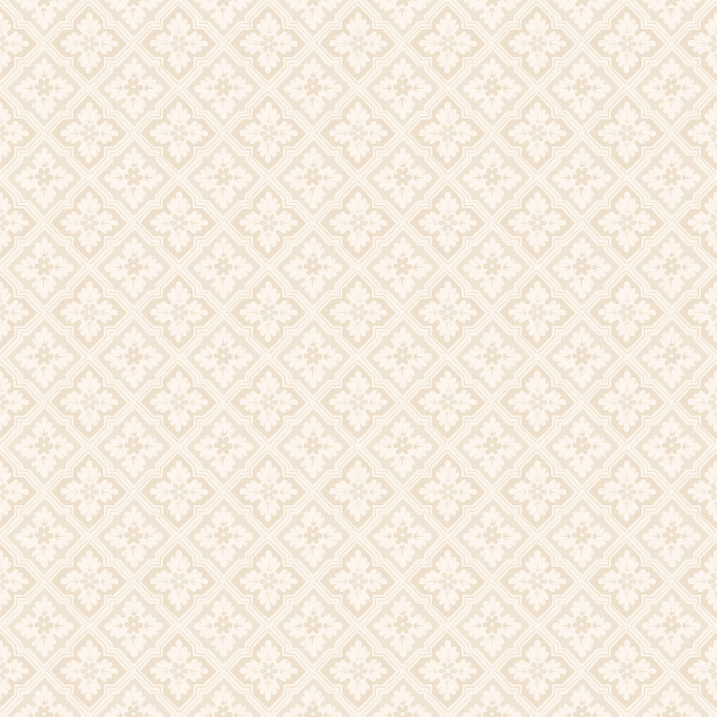 Edvin wallpaper by Sandberg, flat swatch of a tonal cream-on-cream diamond floral trellis