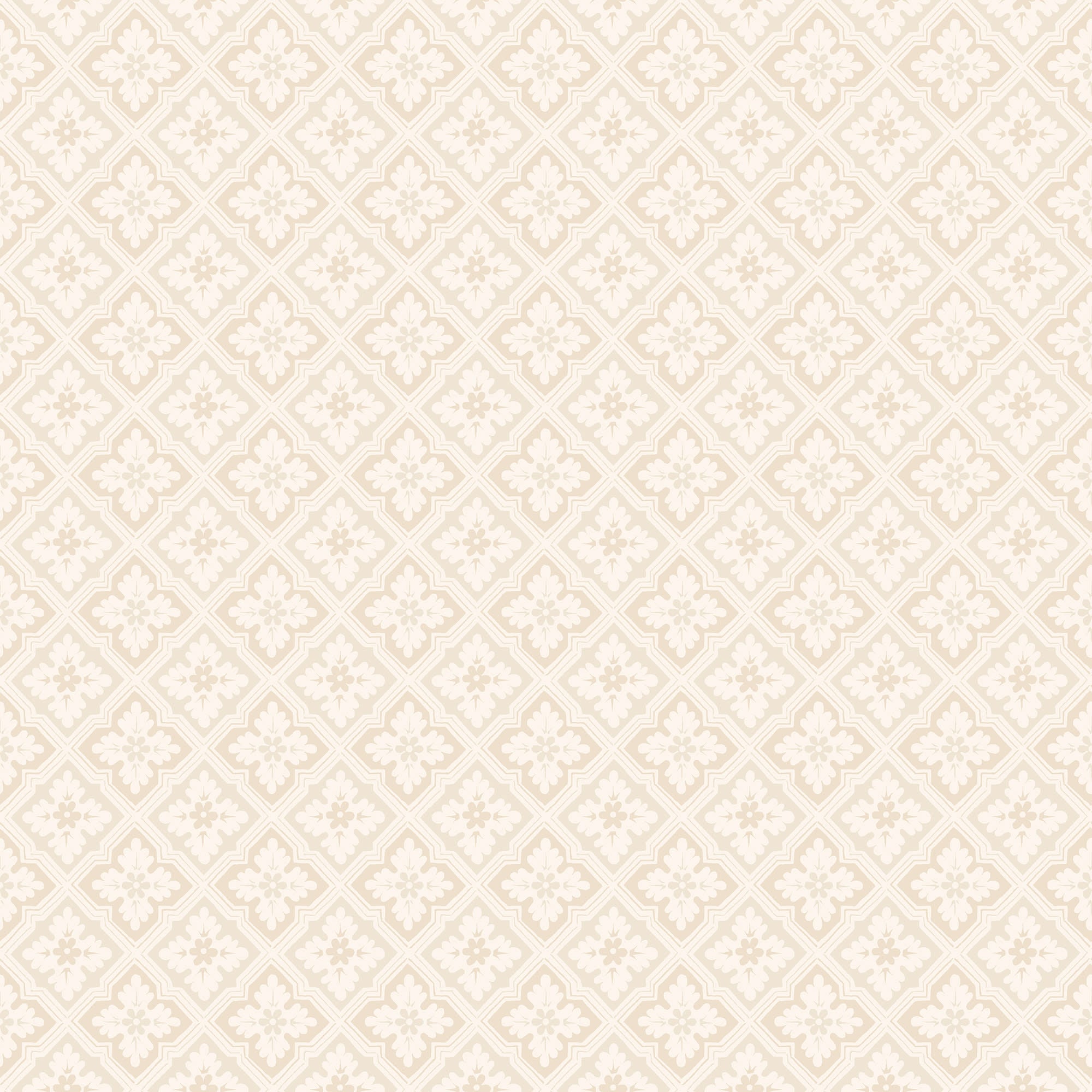 Edvin wallpaper by Sandberg, flat swatch of a tonal cream-on-cream diamond floral trellis