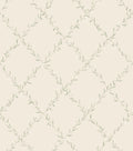 Ewa wallpaper by Sandberg, flat swatch of a green floral trellis vine on cream