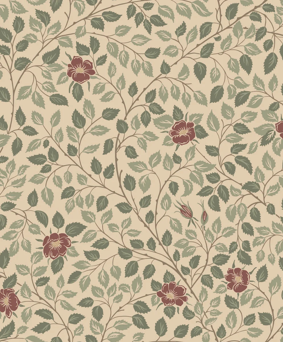 Solliden Burgundy wallpaper by Sandberg – floral design
