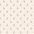 Siv wallpaper by Sandberg, tonal cream and sage floral sprig on ivory, flat swatch colourway