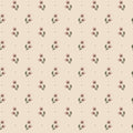 Siv wallpaper by Sandberg, small burgundy floral sprig with dots on cream, flat swatch