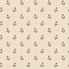 Siv wallpaper by Sandberg, small burgundy floral sprig with dots on cream, flat swatch