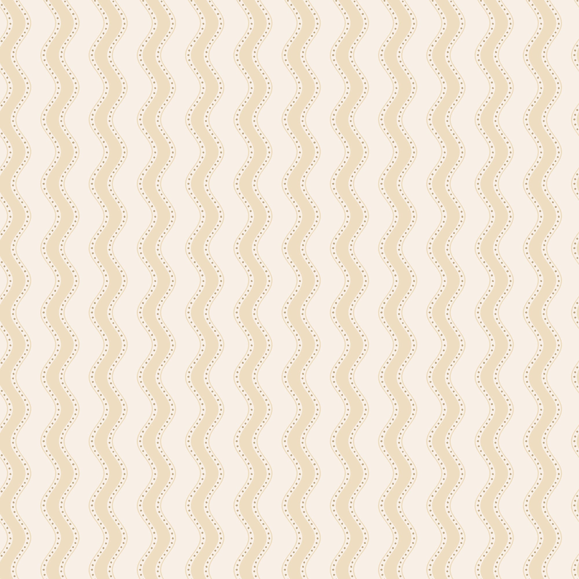 Erik wallpaper by Sandberg, wavy dotted vertical stripe in soft yellow on cream, flat swatch colourway