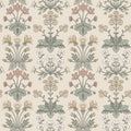 Maj wallpaper by Sandberg on cream, vintage floral clusters in pink, yellow and green, flat roll swatch