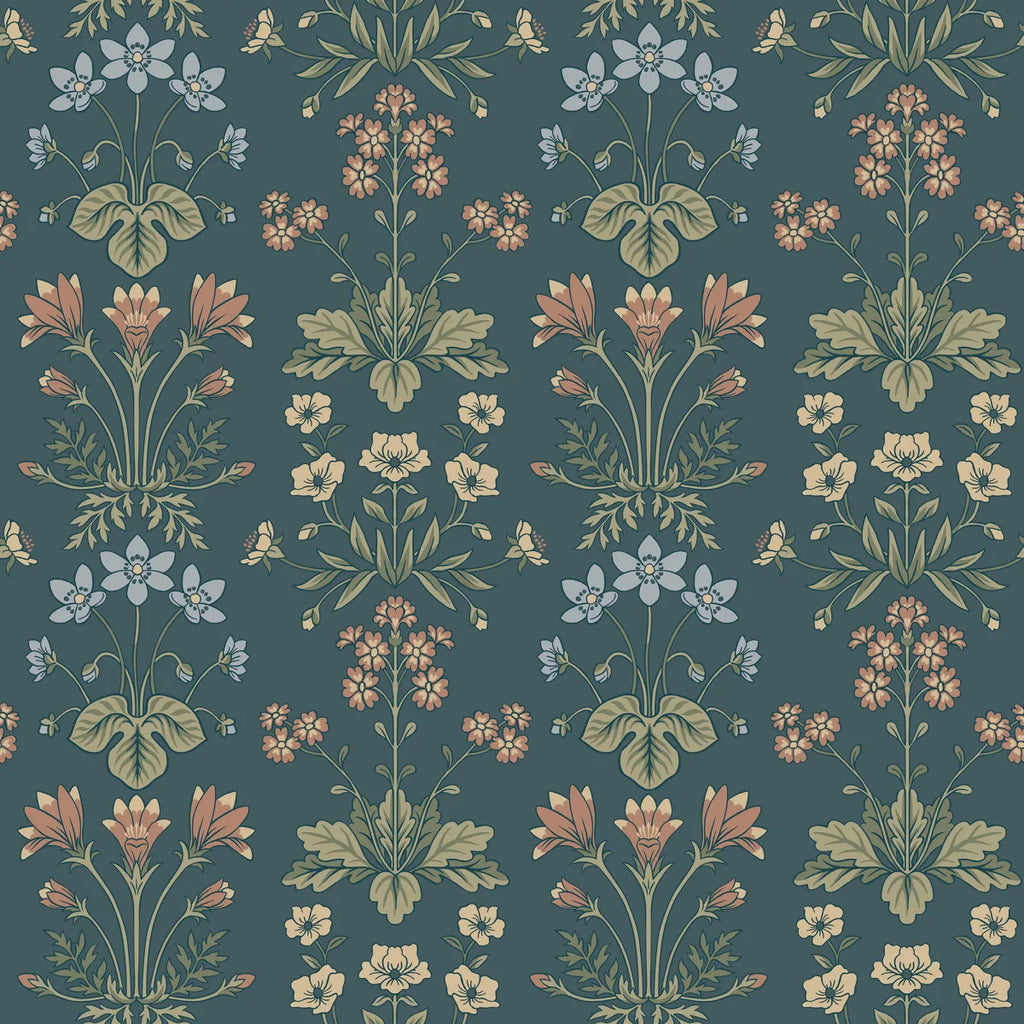 Maj Midnight Blue wallpaper by Sandberg – floral design