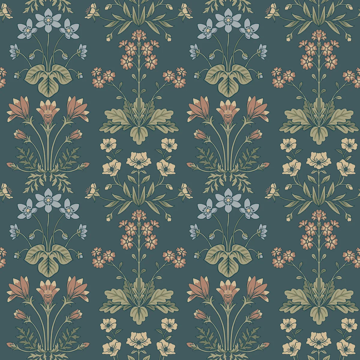 Maj Midnight Blue wallpaper by Sandberg – floral design