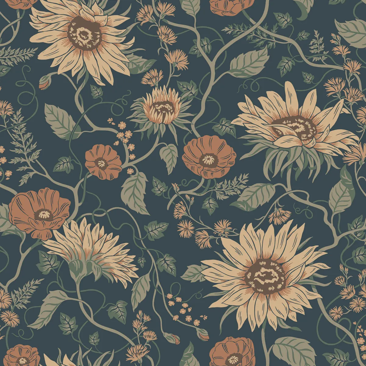 Solveig Midnight Blue wallpaper by Sandberg – floral design