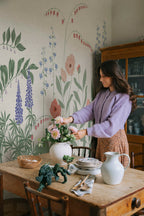 Aino wall mural by Sandberg – floral design, Multicolour – Colorful – styled in a room setting, view 3