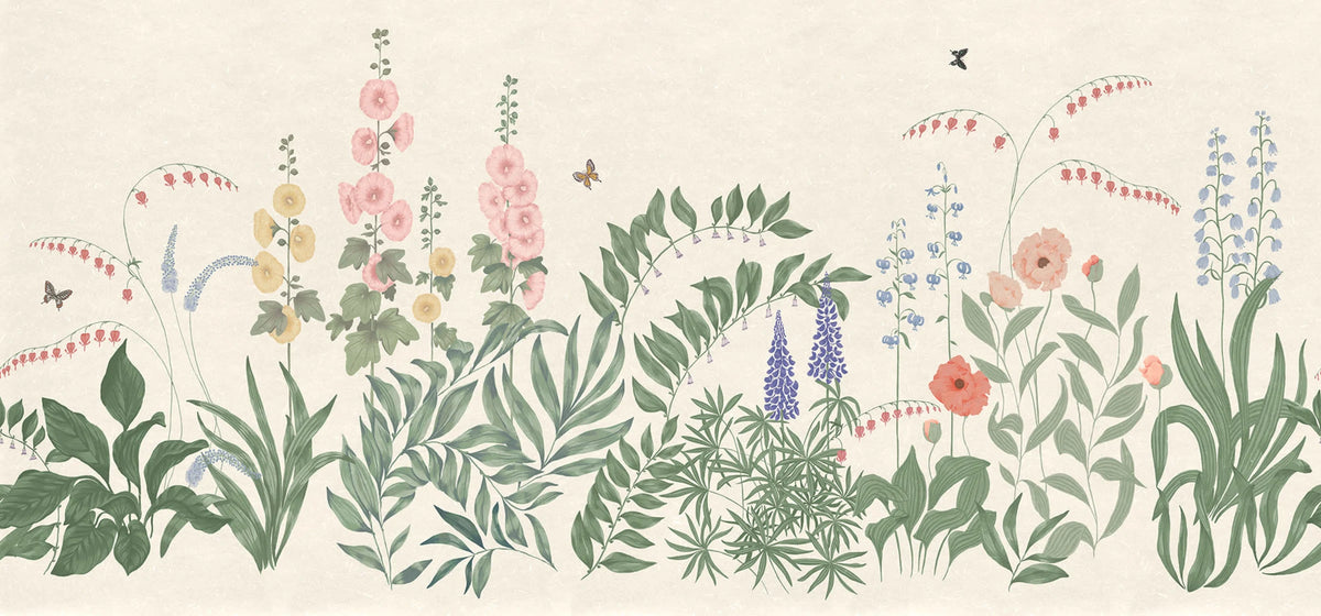 Aino wall mural by Sandberg – floral design, Multicolour – Colorful – styled in a room setting