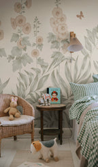 Aino wall mural by Sandberg – floral design, Pastel – styled in a room setting, view 7