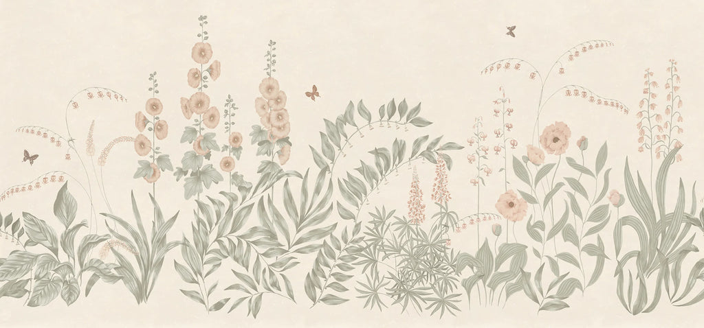Aino wall mural by Sandberg – floral design, Pastel – flat swatch showing the repeat, view 2
