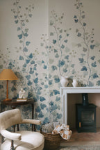 Ivy wall mural by Sandberg – botanical design, Blue – styled in a room setting, view 2