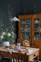Ivy wall mural by Sandberg – botanical design, Blue – Midnight Blue – styled in a room setting, view 5