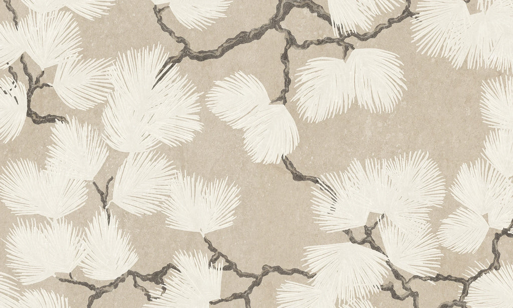 Pine Mural wall mural by Sandberg – botanical design, Beige – flat swatch showing the repeat