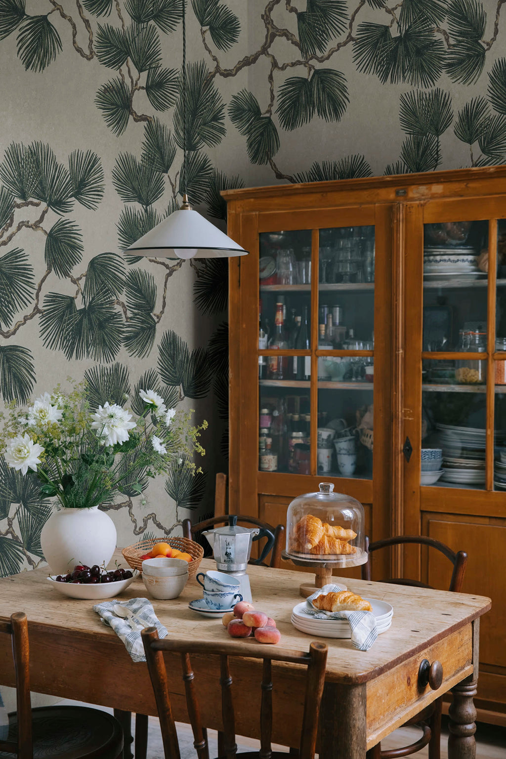 Pine Mural wall mural by Sandberg – botanical design, Green – styled in a room setting, view 5
