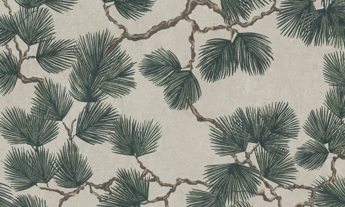 Pine Mural wall mural by Sandberg – botanical design, Green – styled in a room setting, view 3