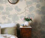 Pine Mural wall mural by Sandberg – botanical design, Blue – Misty Blue – styled in a room setting, view 6