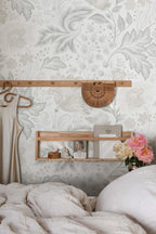 Ava Elvira wall mural by Sandberg – floral design, Pastel – styled in a room setting