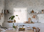 Ava Elvira wall mural by Sandberg – floral design, Pastel – styled in a room setting, view 2