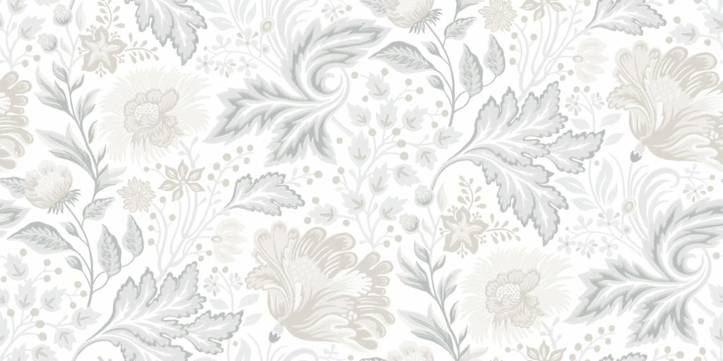 Ava Elvira wall mural by Sandberg – floral design, Pastel – flat swatch showing the repeat