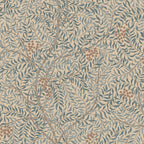 Simon wallpaper by Sandberg, flat swatch of blue-grey leaves and rust berries on stone