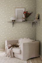 Simon wallpaper by Sandberg in Sandstone, styled on an interior wall
