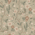 Ulla wallpaper by Sandberg, trailing poppy and vine floral in soft sage green with terracotta and cream blooms