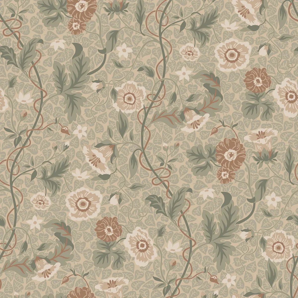 Ulla Garden Green wallpaper by Sandberg – floral design