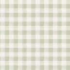 Harry wallpaper by Sandberg, flat swatch of soft watercolour gingham check in muted sage green on cream