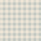 Harry wallpaper by Sandberg, flat swatch of soft watercolour gingham check in pale dusty blue on cream