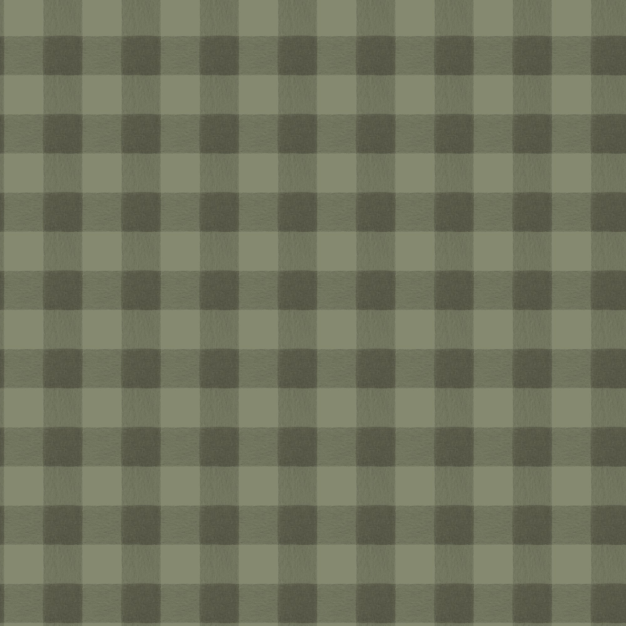 Harry wallpaper by Sandberg, flat swatch of soft watercolour gingham check in deep olive green