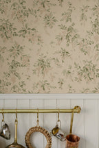 Lovisa wallpaper by Sandberg in Pink, styled on an interior wall