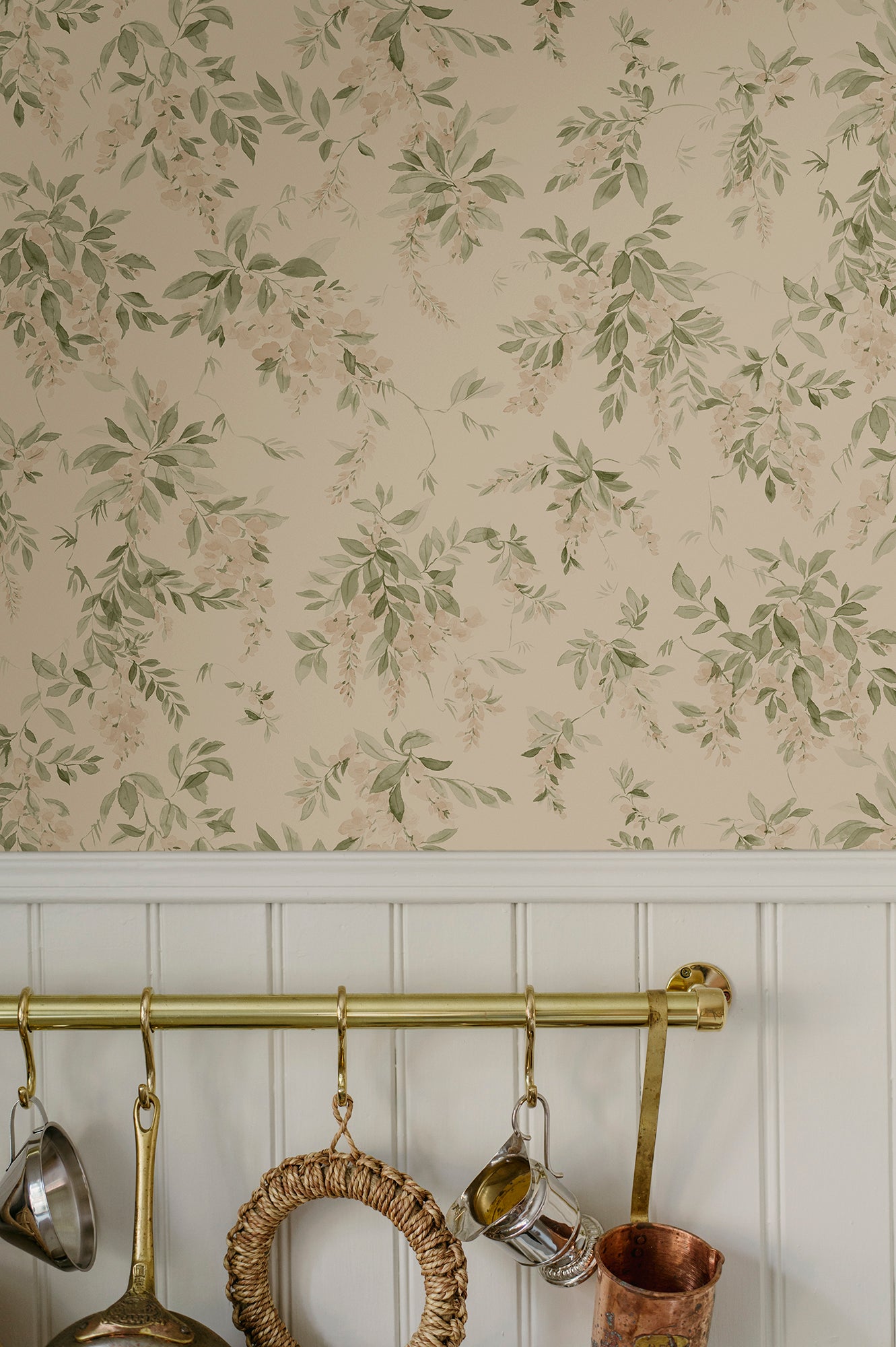Lovisa wallpaper by Sandberg in Pink, styled on an interior wall