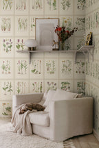Botanica wallpaper by Sandberg – botanical design, Beige – Oat – styled in a room setting, view 4