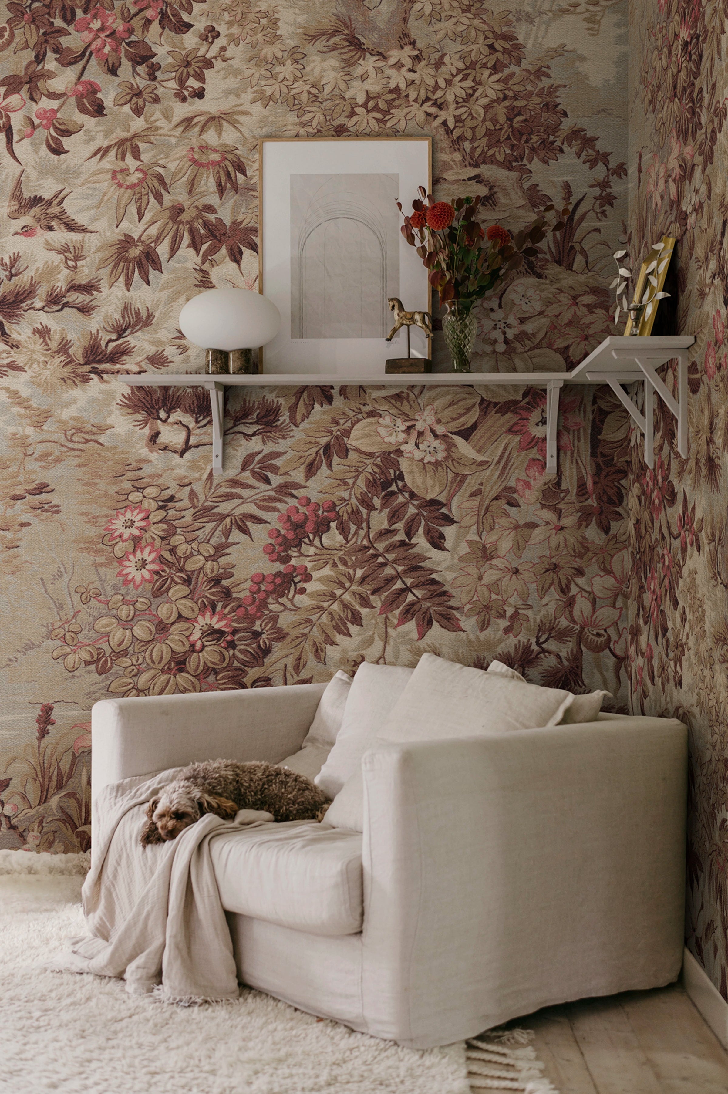 Johannas Damm wall mural by Sandberg – botanical design, Brown – styled in a room setting, view 8