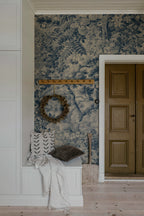 Johannas Damm wall mural by Sandberg – botanical design, Blue – styled in a room setting, view 2