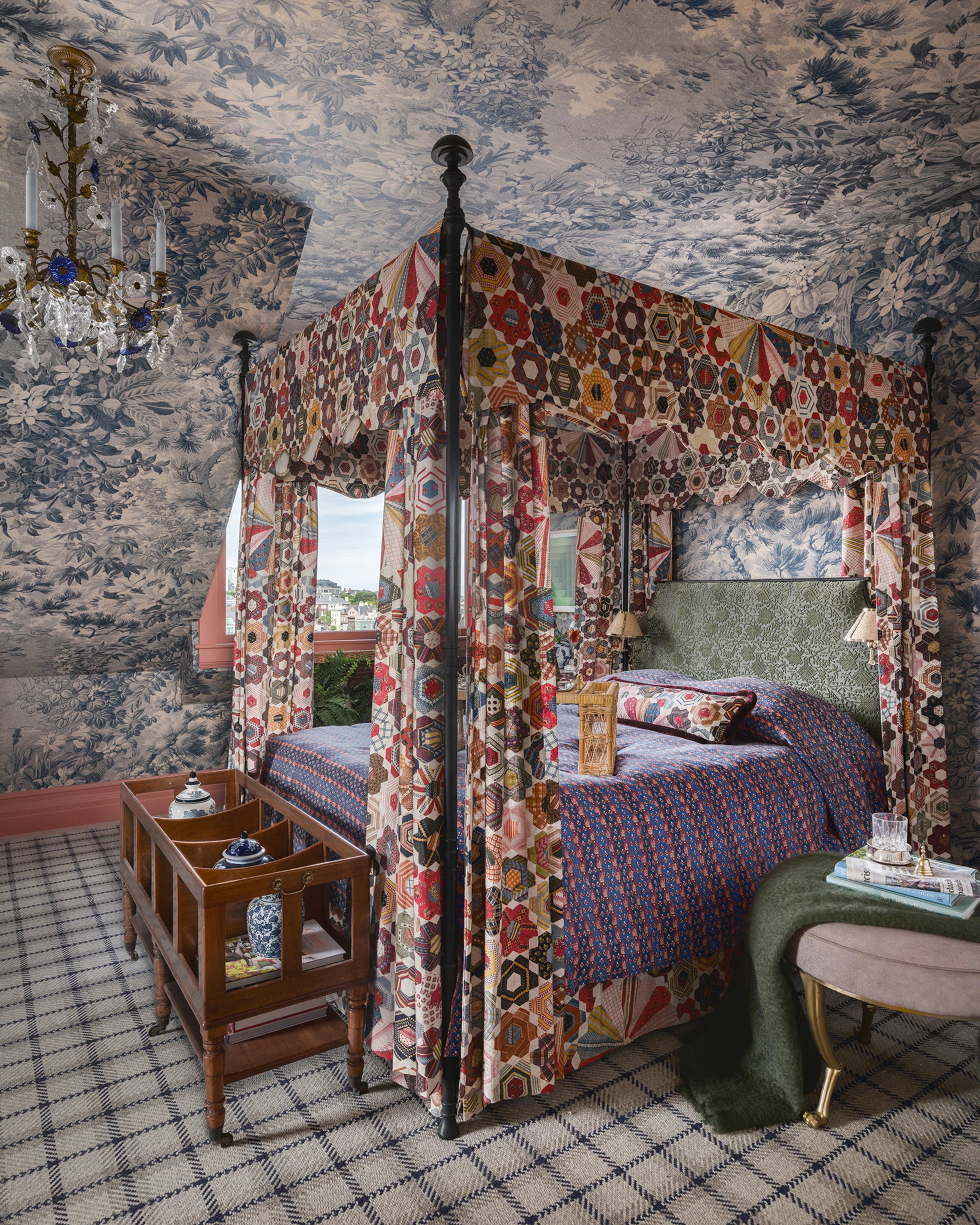 Johannas Damm wall mural by Sandberg – botanical design, Blue – styled in a room setting, view 4