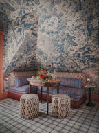Johannas Damm wall mural by Sandberg – botanical design, Blue – styled in a room setting, view 5