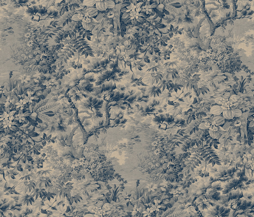 Johannas Damm wall mural by Sandberg – botanical design, Blue – flat swatch showing the repeat