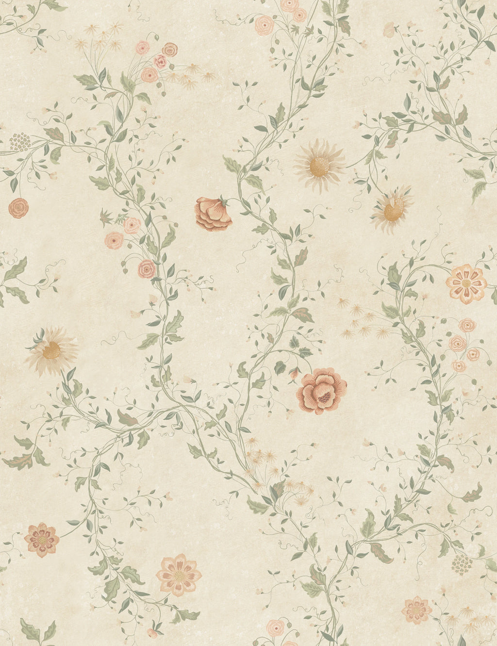 Inger wallpaper by Sandberg – floral design, Pastel – flat swatch showing the repeat, view 4
