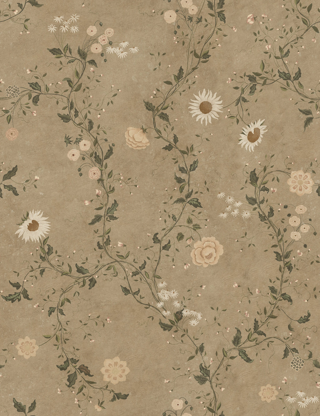 Inger wallpaper by Sandberg – floral design, Brown – flat swatch showing the repeat