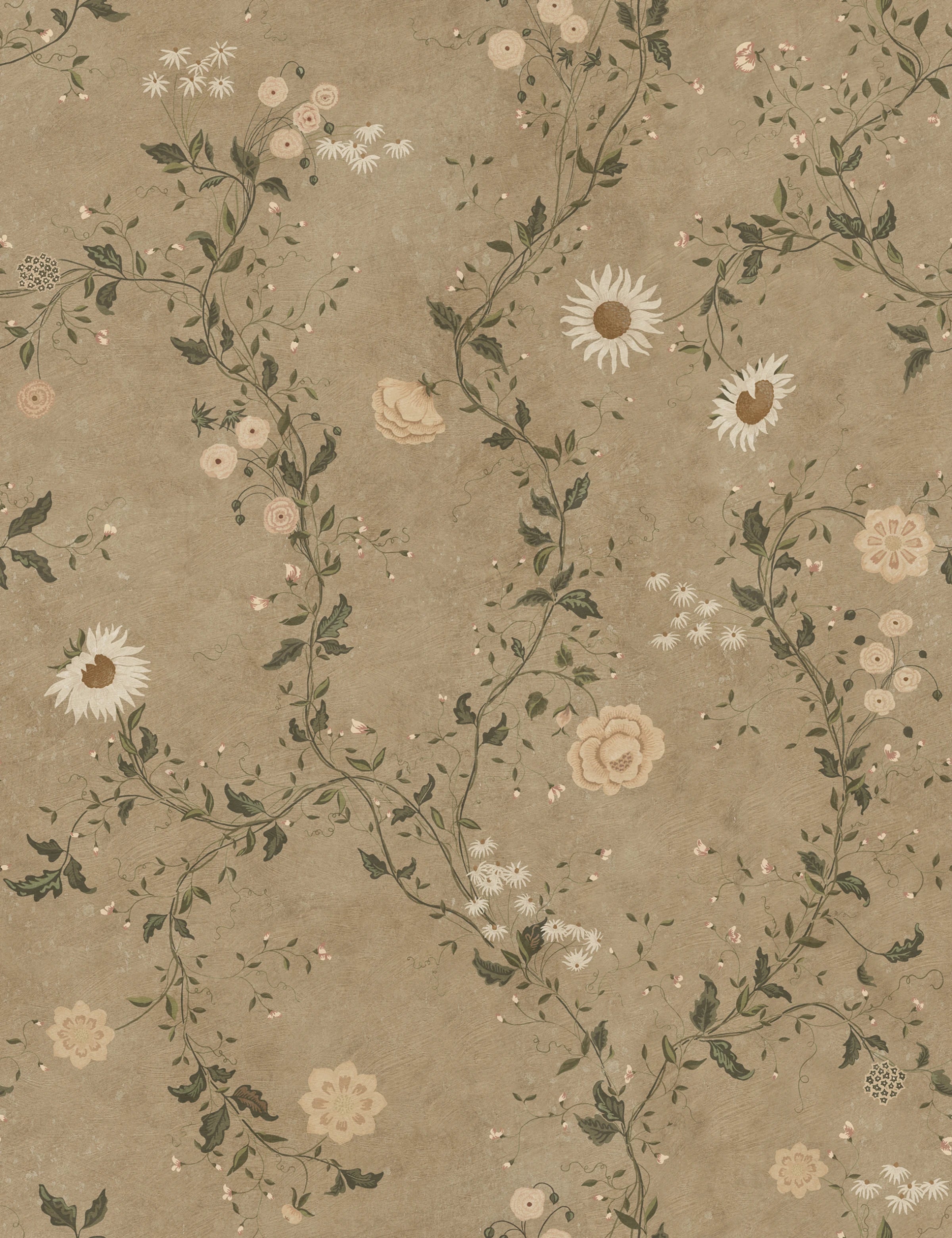 Inger wallpaper by Sandberg – floral design, Brown – flat swatch showing the repeat