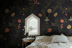 Inger wallpaper by Sandberg – floral design, Blue – Midnight Blue – styled in a room setting, view 6