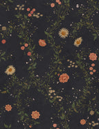 Inger wallpaper by Sandberg – floral design, Blue – Midnight Blue – flat swatch showing the repeat, view 3