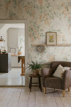 Lovisa Mural wall mural by Sandberg – floral design, Orange – styled in a room setting, view 3