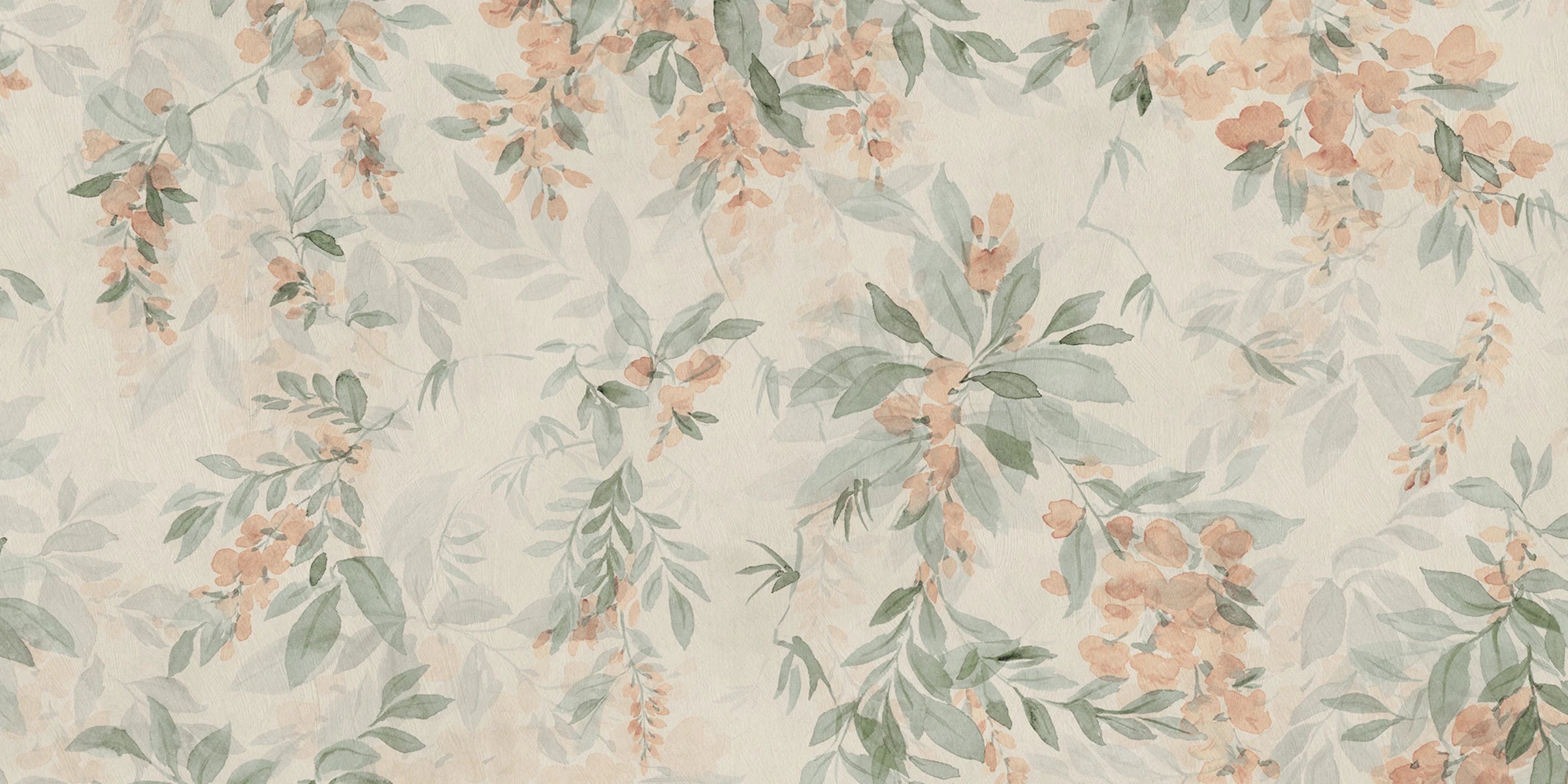 Lovisa Mural wall mural by Sandberg – floral design, Orange – flat swatch showing the repeat, view 2