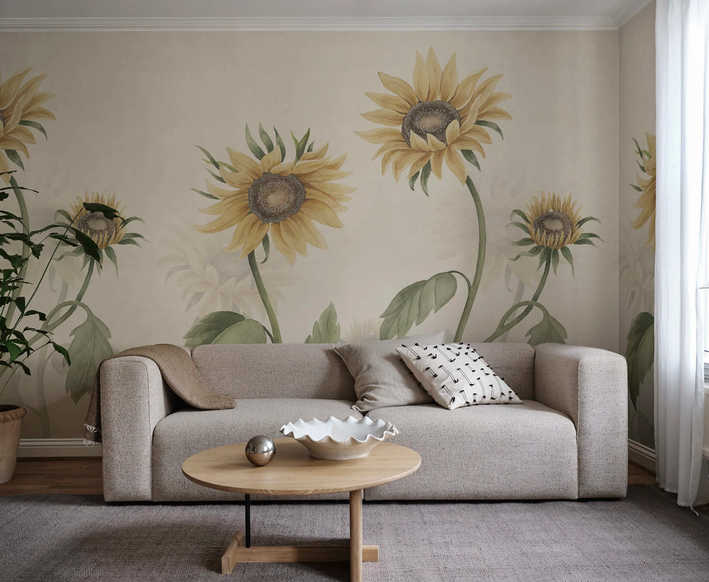 Sunflowers wall mural by Sandberg – floral design, Yellow