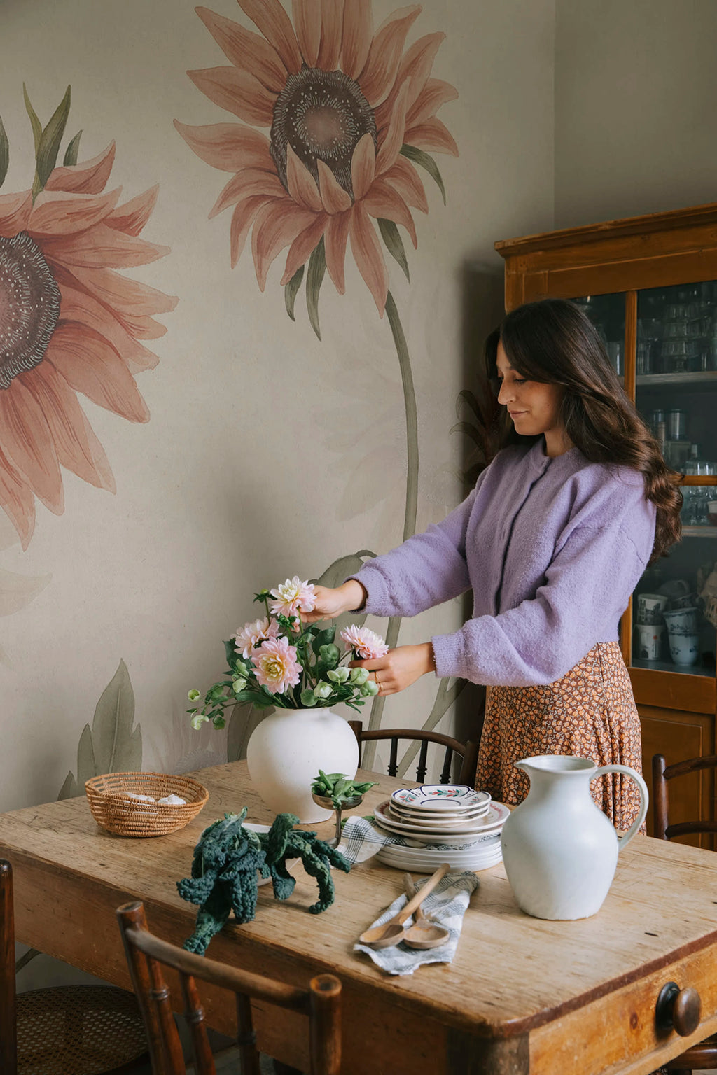 Sunflowers wall mural by Sandberg – floral design, Peach
