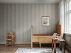 Billie wallpaper by Sandberg – stripe design, Yellow – styled in a room setting, view 10